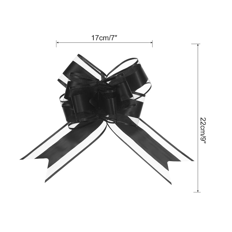 10pcs 9" Large Pull Bow Gift Wrapping Big Organza Bows Ribbon - Black - 9 Inch