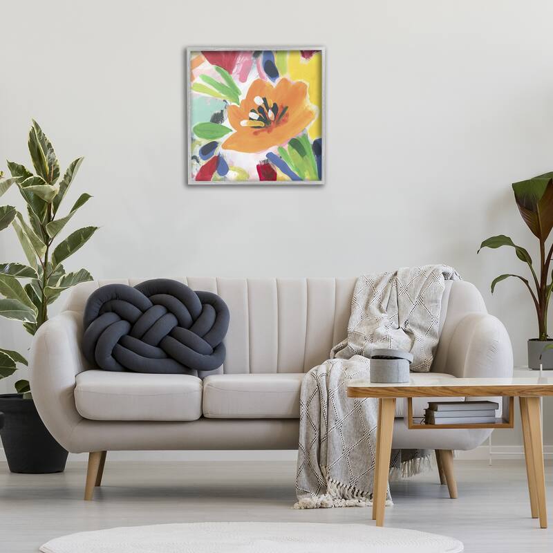 Stupell Vivid Orange Flower Impressions Framed Giclee Art Design By June Erica Vess
