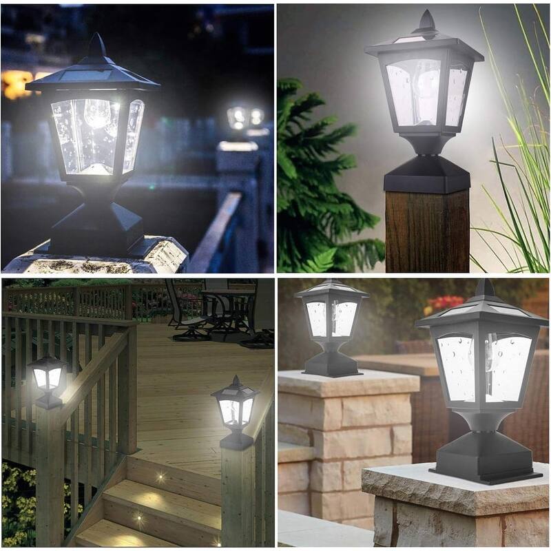 Solar Post Cap Lights for 4x4 Wood Fence Outdoor LED Deck Lights, for Patio, Garden, Pathway, Yard, Decorr - Black