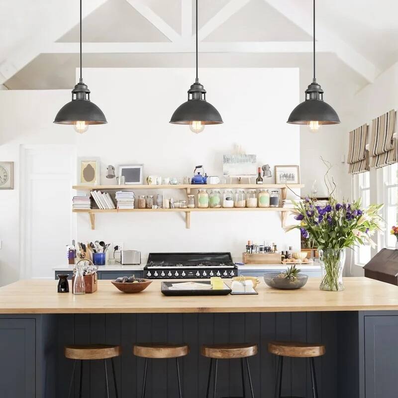 Modern Industrial 1-Light Dome Pendant Metal Kitchen Island Light for Dining Room