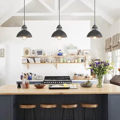 Modern Industrial 1-Light Dome Pendant Metal Kitchen Island Lights for Dining Room