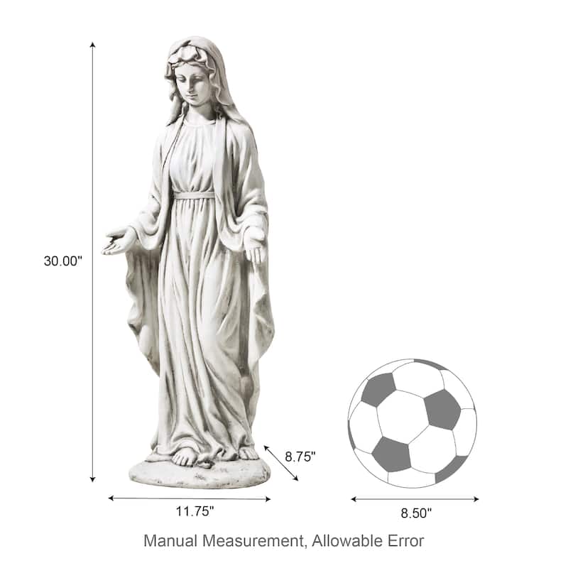 30''H Standing Virgin Mary Blessed Mother Statue Holy Cross Sculpture Decoration By Glitzhome