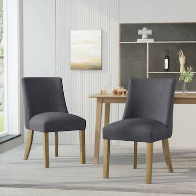 Upholstered Kitchen Chairs with Mid Back, Fabric Dining Room Side Chairs, Modern Armless Dining Chairs with Metal Legs, Set of 2
