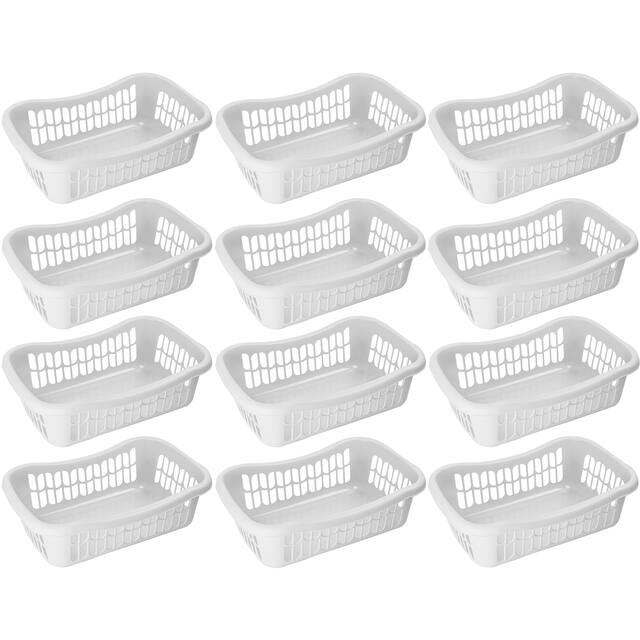 Large Plastic Storage Basket for Organizing Kitchen Pantry, Kids Room - white