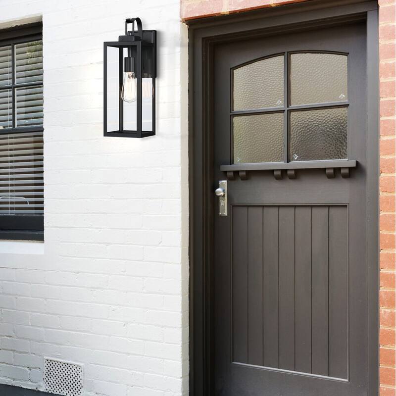1-Light Matte Black Outdoor Wall Lantern Sconce with Dusk to Dawn