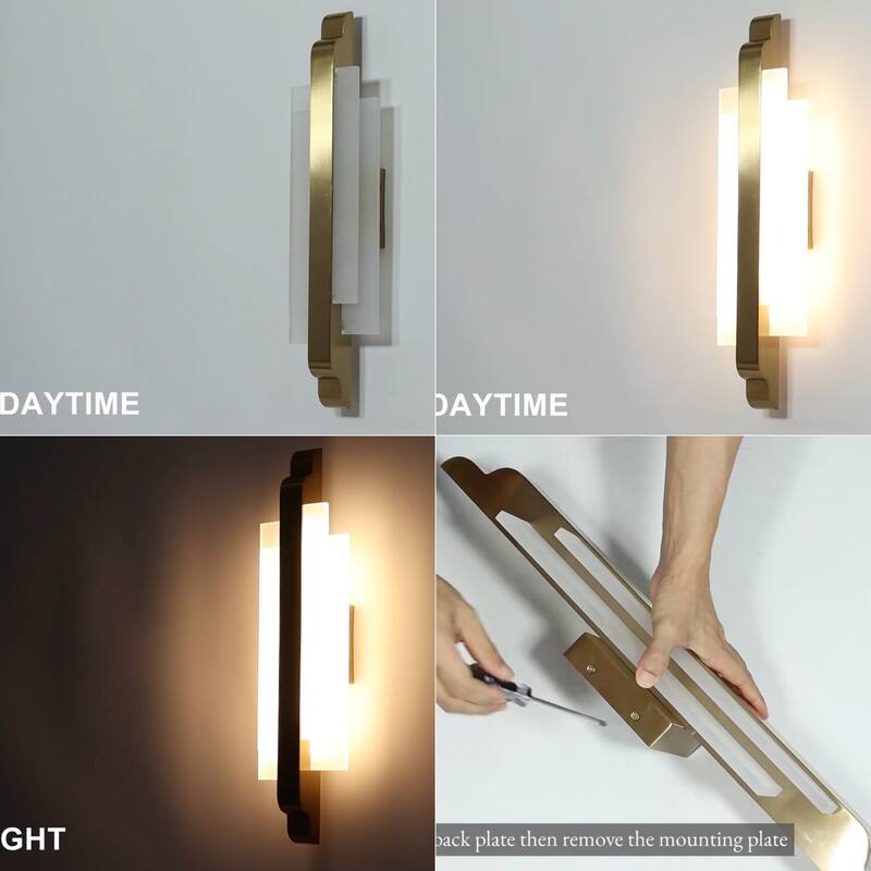 Modern 1-Light LED Gold Geometric Wall Sconce for Porch Hallway Outdoor Corridor - W6.3"*D3.1"*H23.6"