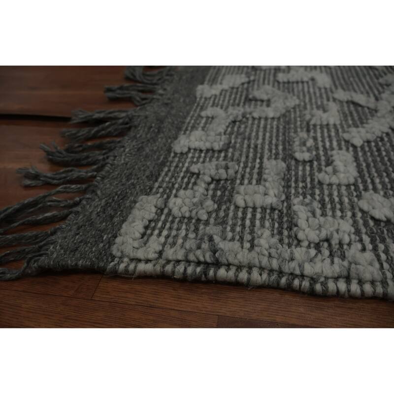 Hand Knotted Oriental 100% Wool Carpet Modern Geometric Greys & Charcoal Modern Gotti Design Area Rug - 10' 5'' X 6' 9''