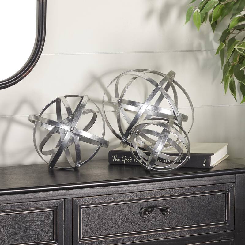 Metal Geometric Sculpture - Set of 3 Silver - Roche River Decor