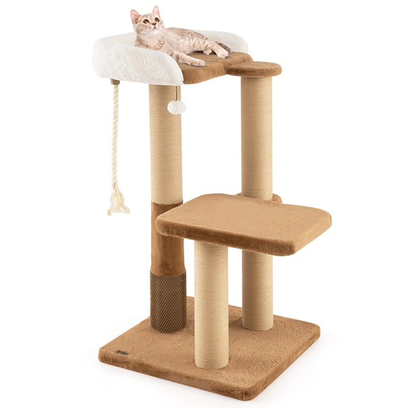 44 Inches Modern Cat Tree for Indoor Cats with Plush Padded Perch and Dangling Ball - 23" x 23"