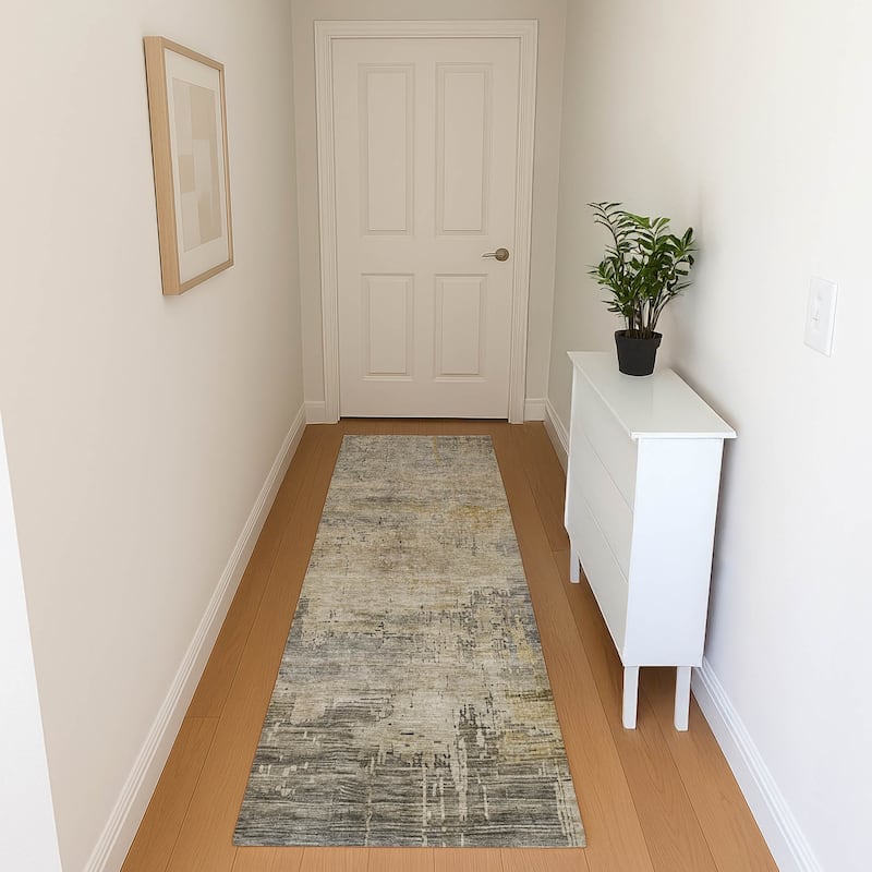 Premium Washable Super Soft Modern Abstract Mayfield Rug - Pewter - 2'3" x 7'6"