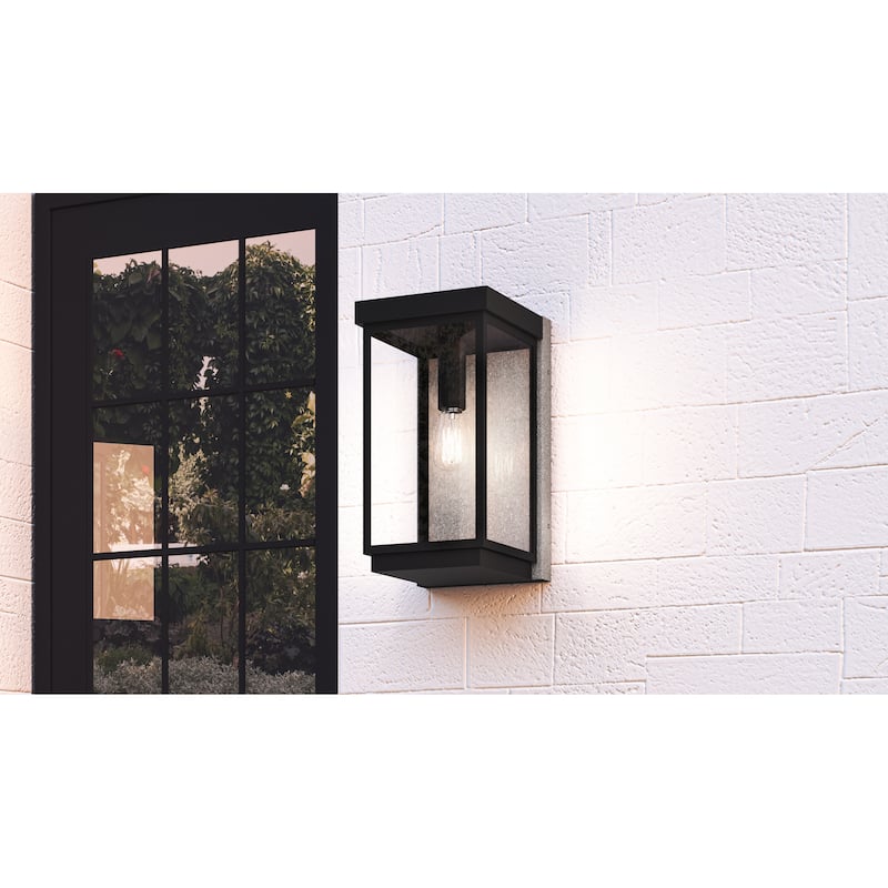 Ezra 1-Light Earth Black Outdoor Wall Lantern