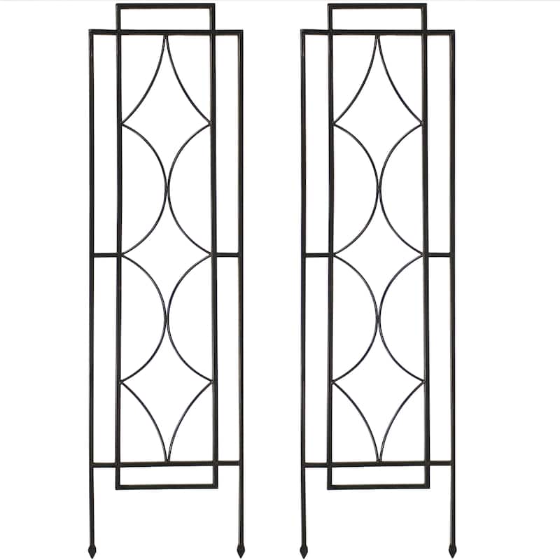 Sunnydaze Set of 2 Chic Diamonds Design Steel Garden Plant Trellis - 12" x 48.25"