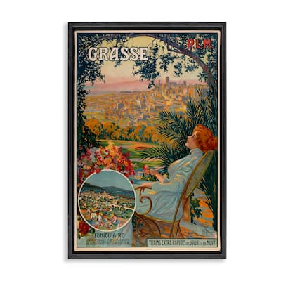 Stupell Vintage Grasse Advertisement Framed Floater Canvas Wall Art Design By Marcus Jules