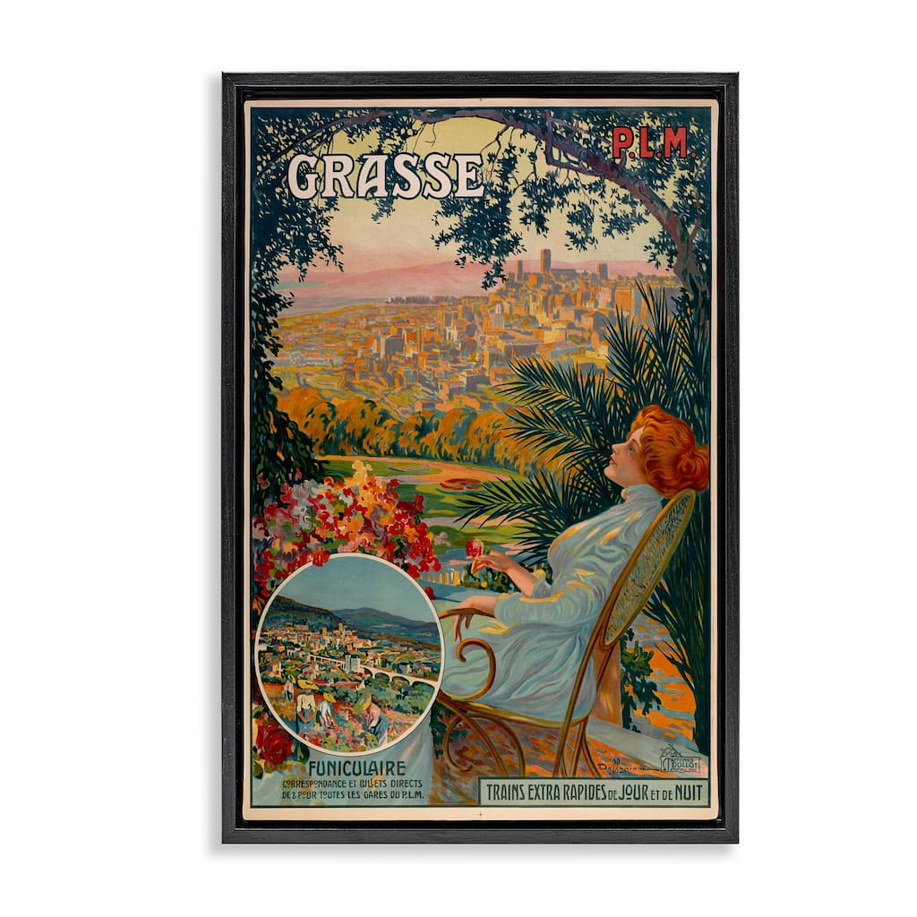 Stupell Vintage Grasse Advertisement Framed Floater Canvas Wall Art Design By Marcus Jules