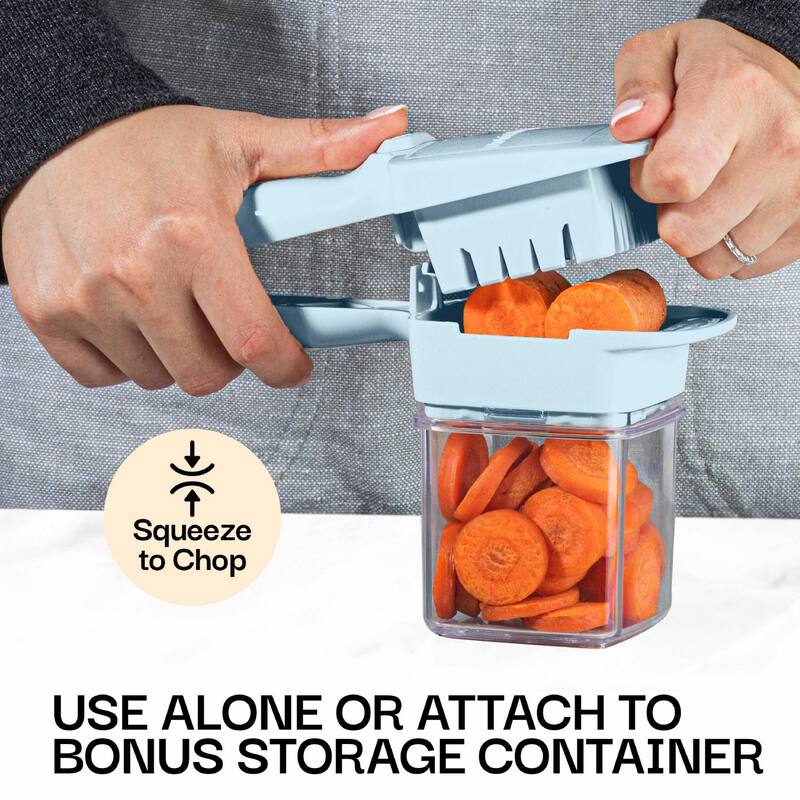 NutriChopper 7-Piece Handheld Vegetable and Fruit Chopper with 4 Blades and Container