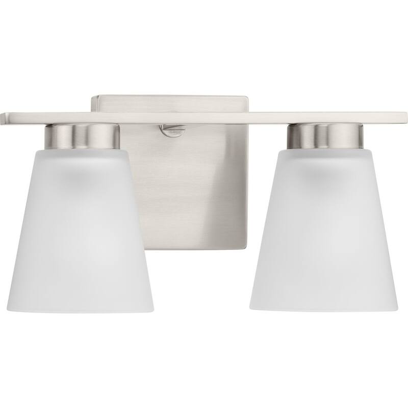 Tanner Collection Two-Light Brushed Nickel Transitional Vanity Light - 13 in x 6.5 in x 7.12 in - 13 in x 6.5 in x 7.12 in