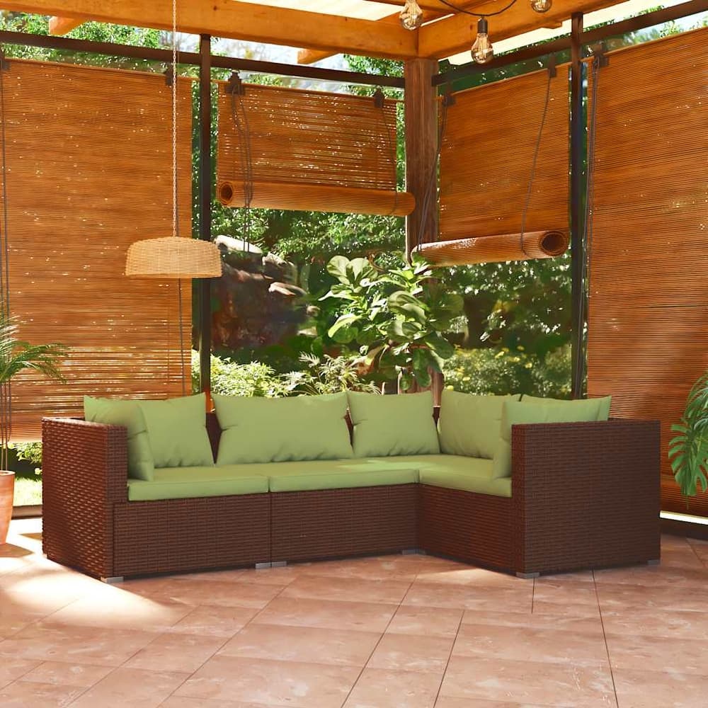 vidaXL Patio Lounge Set Outdoor Sectional Sofa Set Table Garden Poly Rattan - 27.6" x 27.6" x 23.8"
