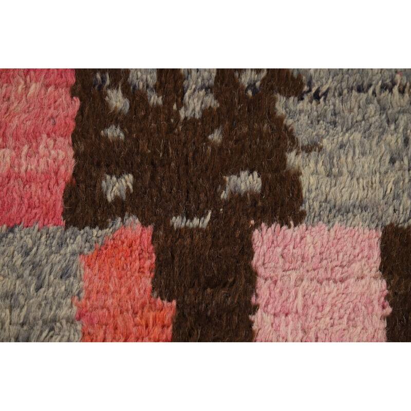 Plush Moroccan Oriental Area Rug Handmade Grey Wool Carpet - 7'10" x 10'4"