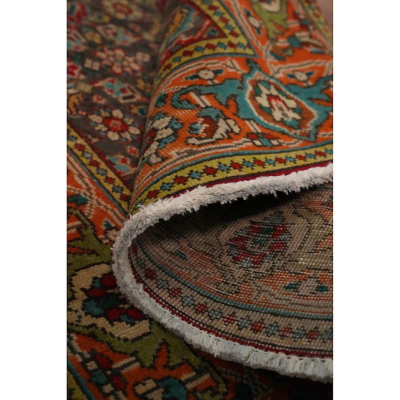Hand Knotted Oriental 100% Wool Carpet Traditional Floral Greys & Charcoal Tabriz Area Rug - 4' 9'' X 3' 2''