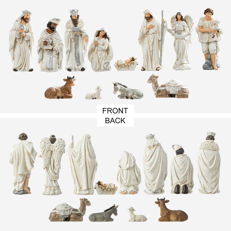 Glitzhome 12 Piece Resin Nativity Figurine Set
