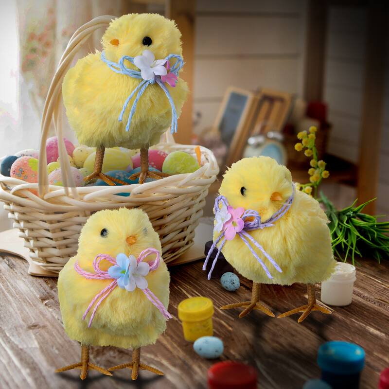 Plush Chick With Flower 4"