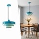 preview thumbnail 4 of 32, Industrial Adjustable Chandelier 1-Light Pendant Light with 3-Layer Metal Shade, Vintage Hanging Lamp for Living Room Blue