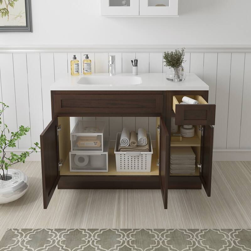 Vanity Art 42" Oak Freestanding Bathroom Vanity Cabinet without Top