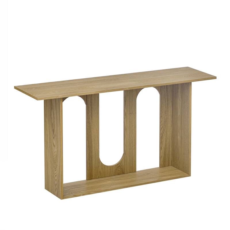 Modern and Curved Design Ash Veneer Console Table with Shelf,Suitable for Entryway,Hallway Living Room,Foyer