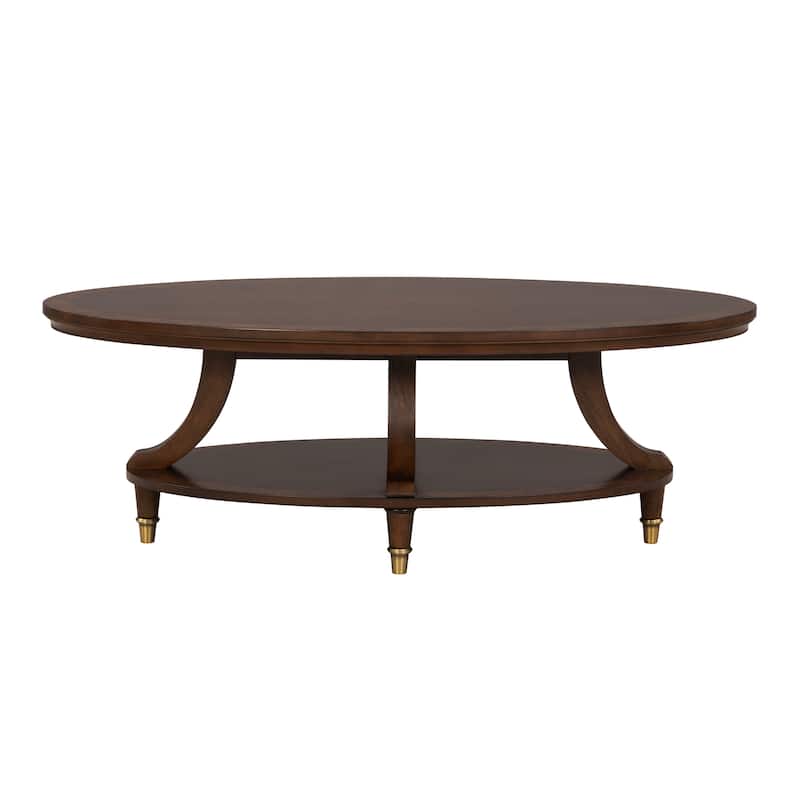 Furniture of America Prylen Modern Dark Cherry 2-Piece Oval Coffee Table Set with End Table