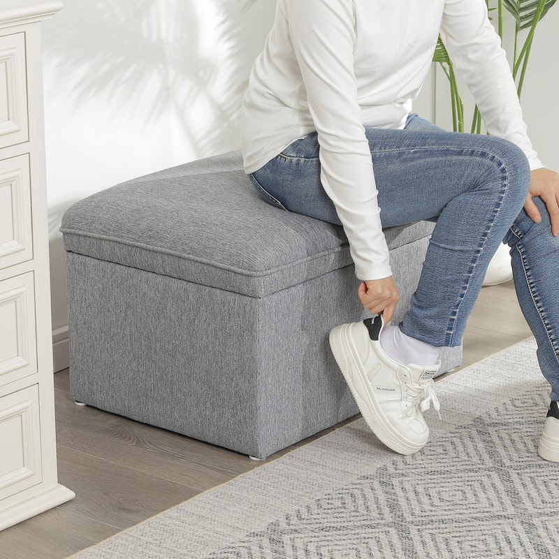 Adeco 24" Linen Storage Ottoman Bench