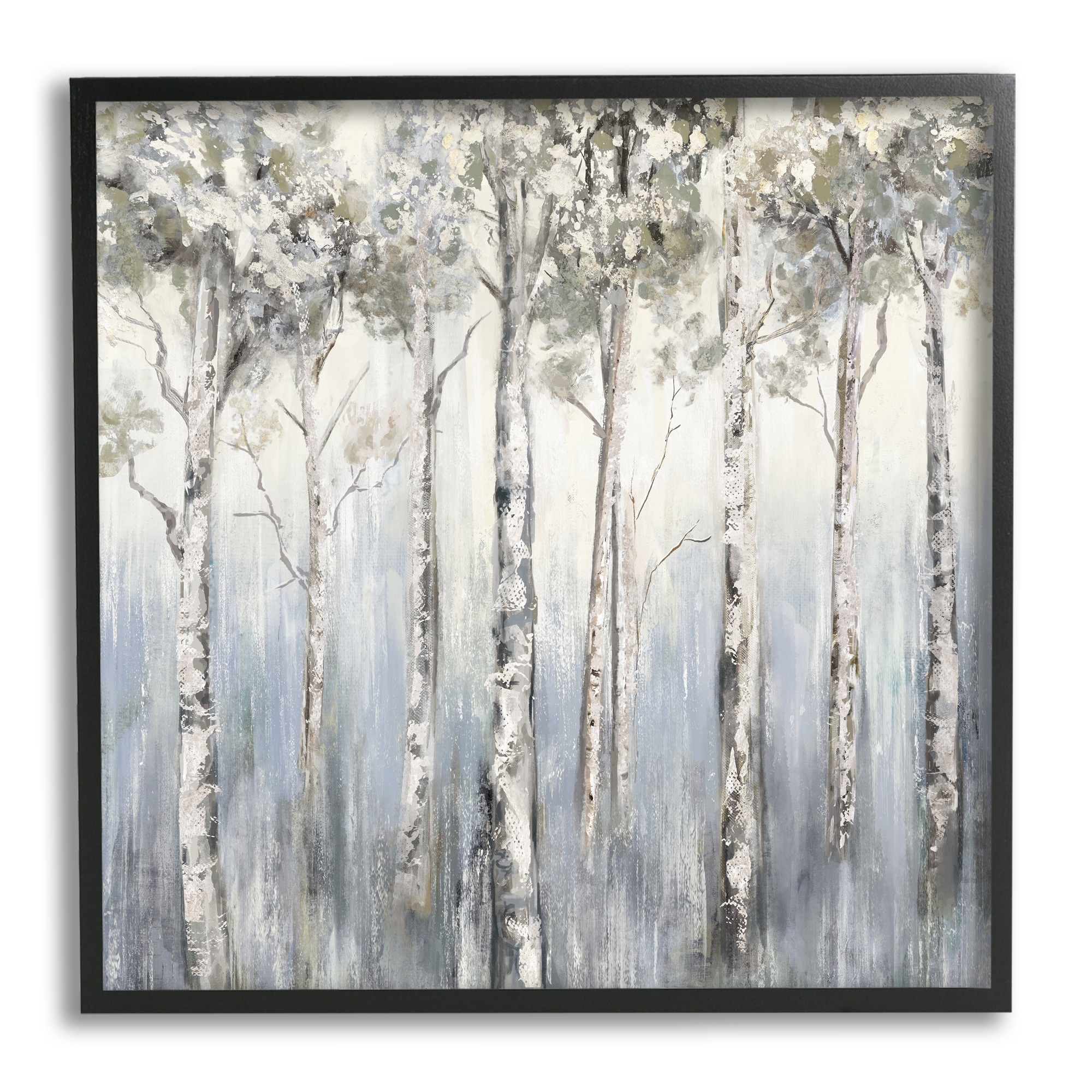 Stupell Mystic White Birch Tree Forest White Grey Bark Framed Wall Art