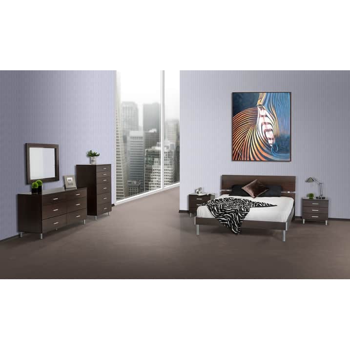 HomeRoots 39" Wenge Mdf And Glass Mirror - 25.98