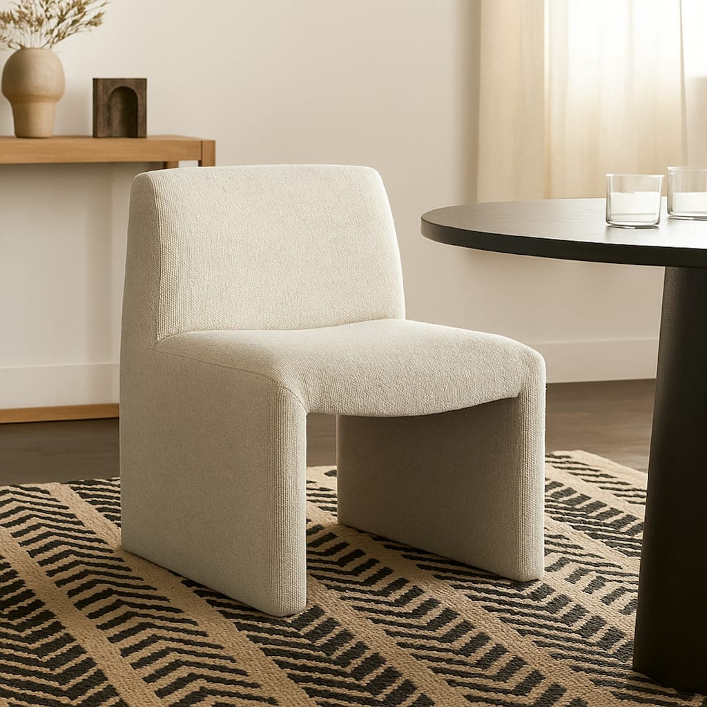 Zena Dining Side Chair, Armless Textured Wheat Brown Polyester Seat