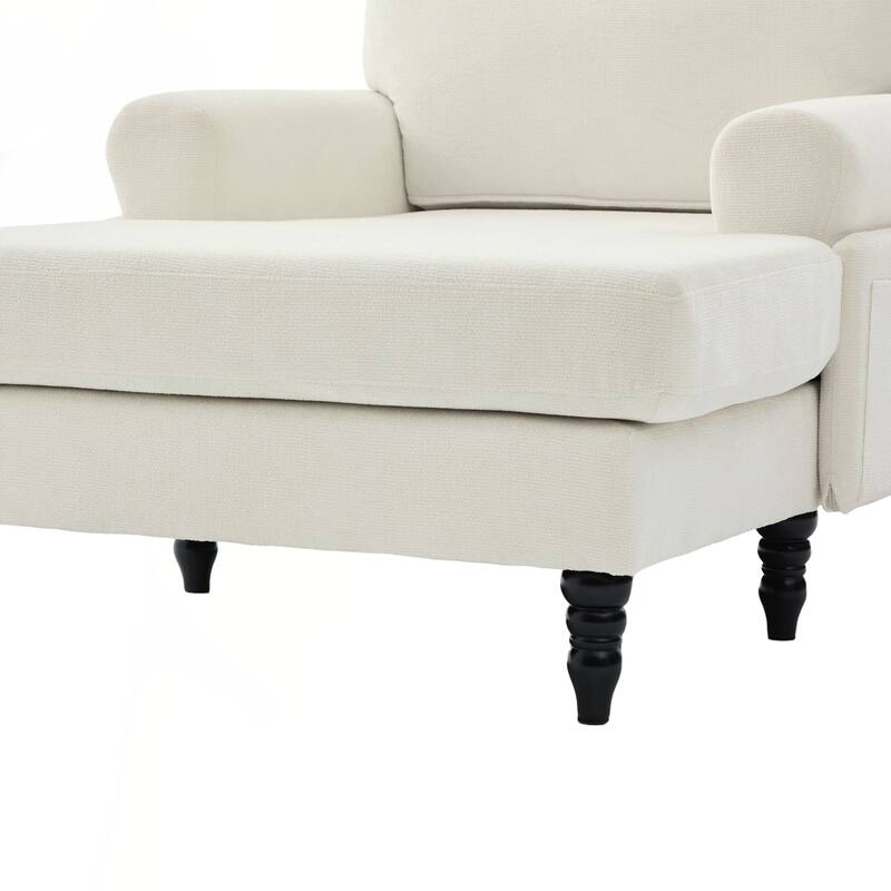 Modern Minimalist Chenille Fabric Chaise Lounge Recliner Single Sofa Living Room Bedroom