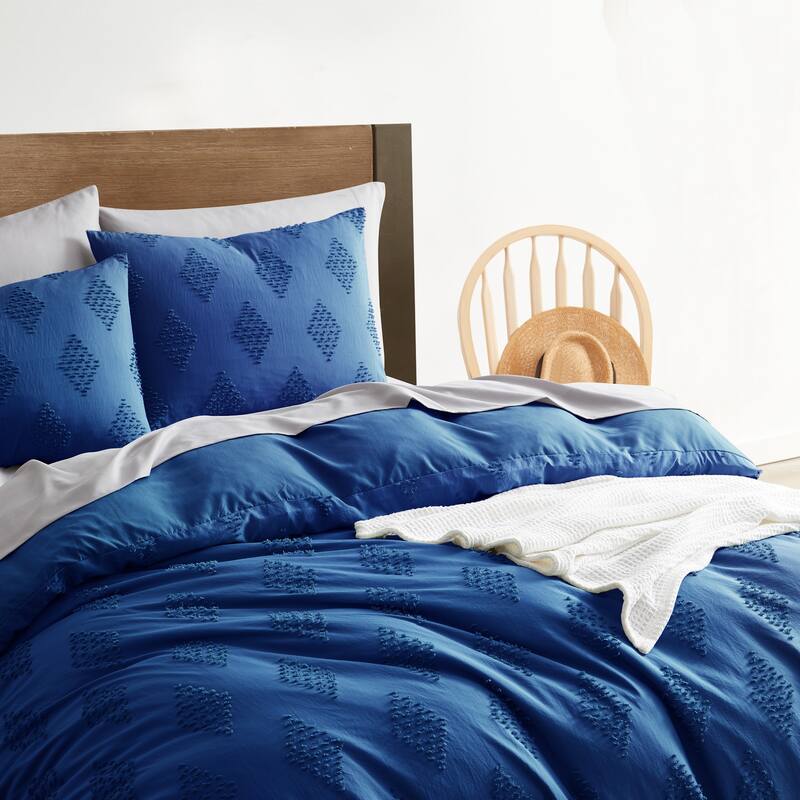 Nestl Boho Tufted Embroidery Double Brushed Duvet Cover with Button Closure