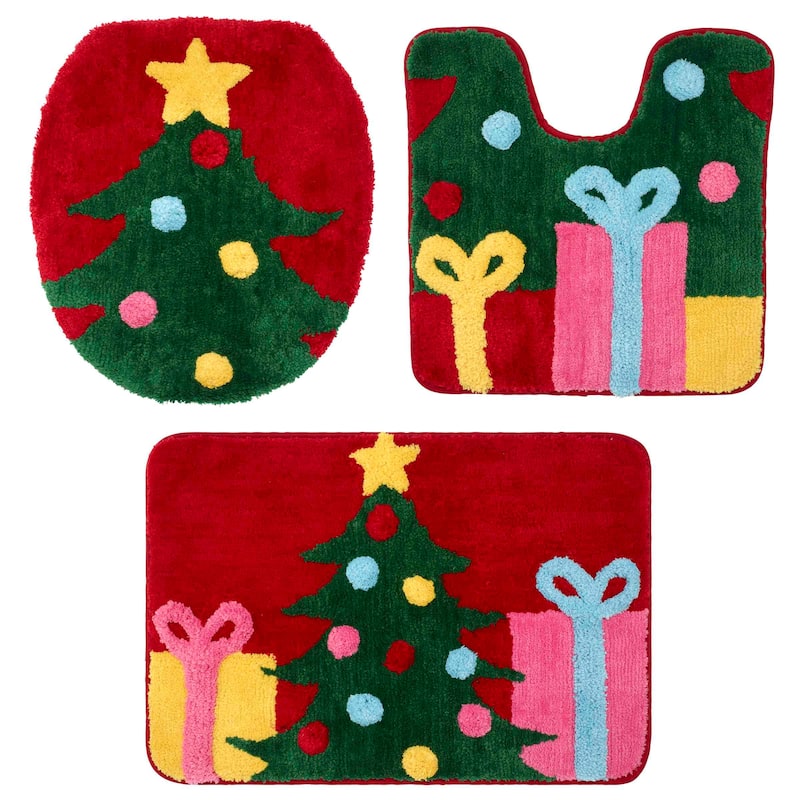 Avanti Linens Christmas Tree 3-Piece Contour Rug Set