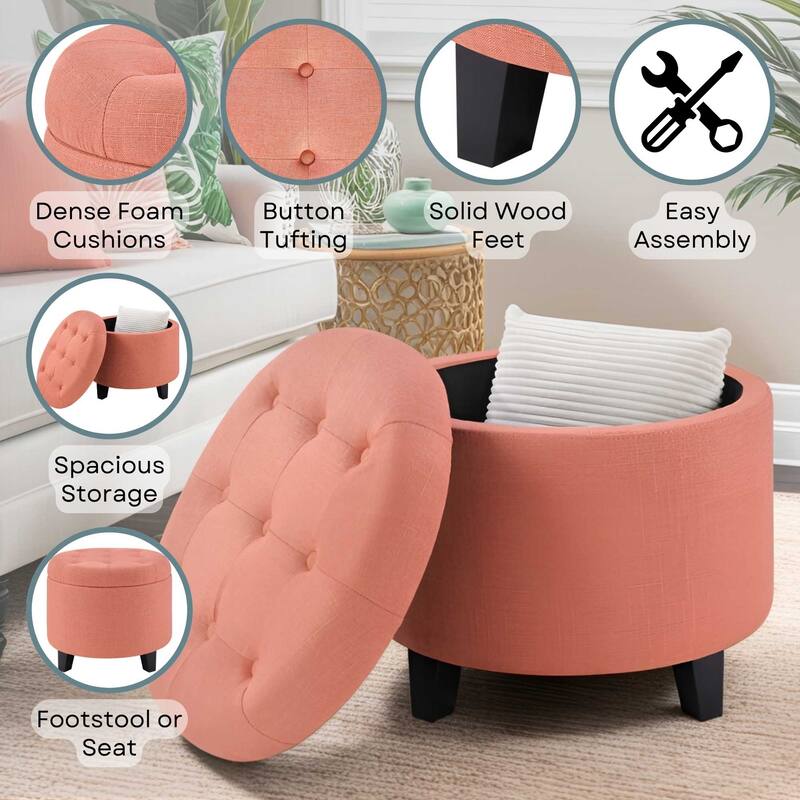 Convenience Concepts Designs4Comfort Round Storage Ottoman