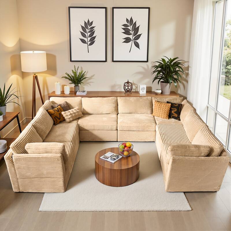 OVIOS Art-Style Deep-Seat Sofa - PlushBeige