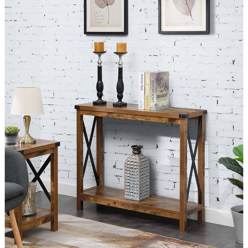 Convenience Concepts Durango Console Table with Shelf - Barnwood/Black