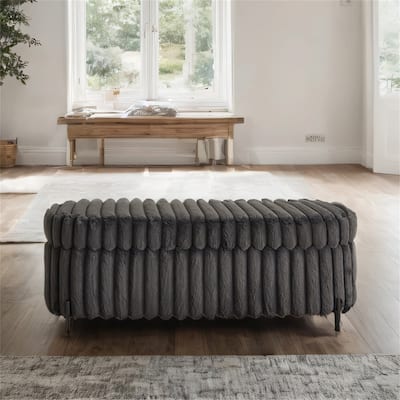 49.2" Curved Flip Top Storage Bench with Metal Legs for Bedroom