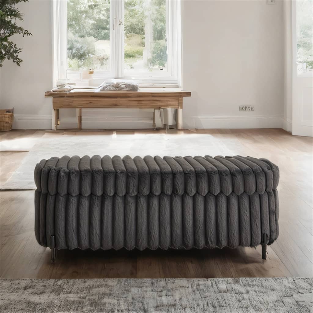 49.2" Curved Flip Top Storage Bench with Metal Legs for Bedroom