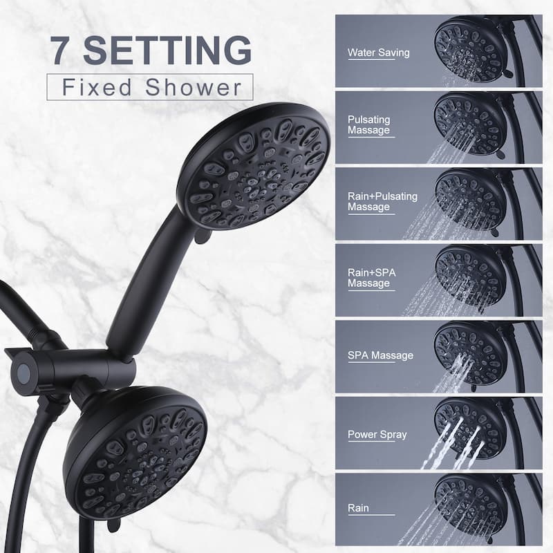 WOWOW 7-Spray 4.5 in. Dual Shower Head and Handheld Shower Head