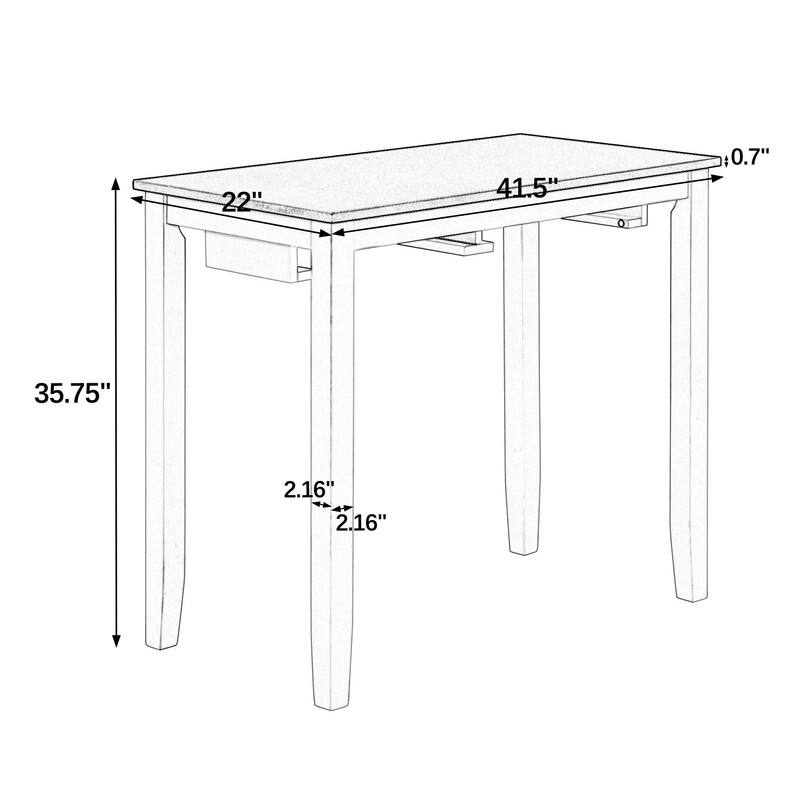 Antique Grey White 3-Piece Industrial Dining Table and Chairs Set for Dining Room, Kitchen