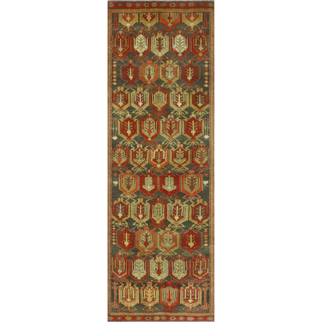 Noori Rug Fine Vintage Distressed Sarasofi Red/Charcoal Runner - 3'2" x 9'4"