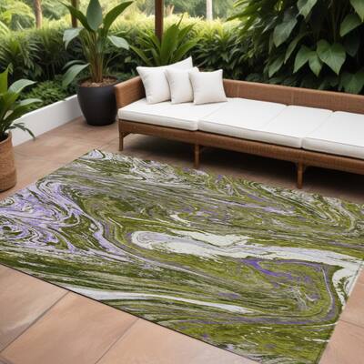 HomeRoots Abstract Transitional Rectangle Outdoor Rug