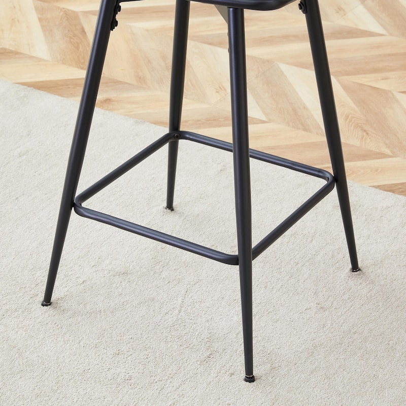 Set of 2 Swivel Bar Stools with Breathable Linen Cushions