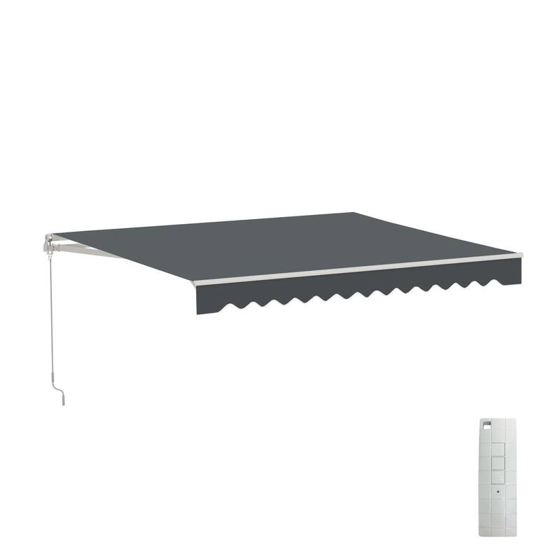 ALEKO Caribbean Motorized Patio Awning - White Frame - Charcoal Gray - 10 x 8 Feet