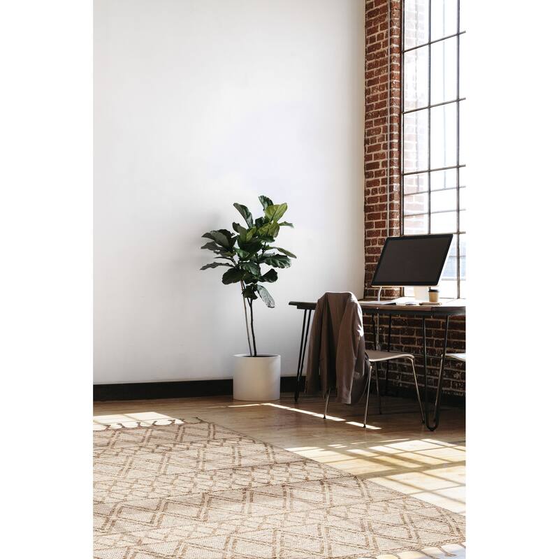 ECARPETGALLERY Braid weave Sienna Beige Wool Rug - 5'1 x 7'1