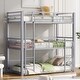 preview thumbnail 2 of 14, Metal Twin Size Triple Bunk Bed with Guard Rails, Silver