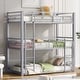 preview thumbnail 1 of 14, Metal Twin Size Triple Bunk Bed with Sturdy Construction, Guard Rails, and Space-Saving Design for Kids Room, Silver Silver